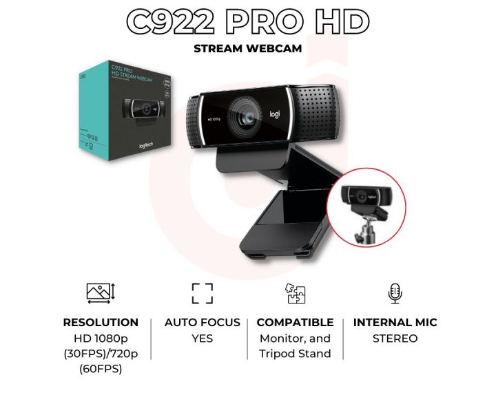 Logitech C922 Pro Stream Webcam Full HD 1080p Original Kamera Web