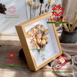【Fast Delivery】Mother s Day Flower Frame Box Glass Dry Flower Shadowbox Frame Shadow Wood Board Display Creative Crafts Photo Wall Hanging Ornament