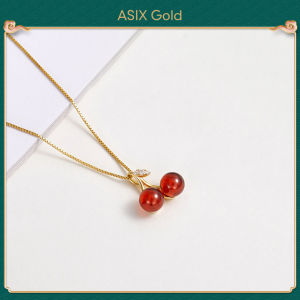 ASIX GOLD สร้อยคอจี้เชอร์รี่ชุบทอง 24K สร้อยคอผู้หญิง สร้อยคอแฟชั่น สีไม่เปลี่ยนเป็นสีดํา ไม่ลอก ของขวัญที่สวยงาม