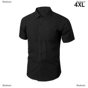 [COD] Biubiuni Người Đàn Ông Màu Đen Dài Tay Ngắn Tay Áo Sơ Mi Tinh Khiết Màu Nút Cao Cổ Áo Sơ Mi Phần Cơ Bản