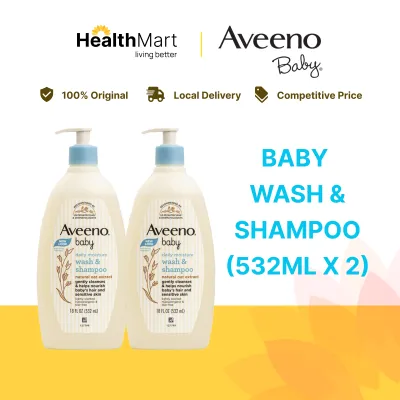 [SG l Bundle of 2] Aveeno Baby Daily Moisture Gentle Body Wash & Shampoo 532ml
