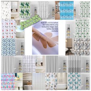 Tirai Kamar Mandi / Premium Gorden Kamar Mandi bahan PEVA dilengkapi pengait Termurah Terbaru Promo