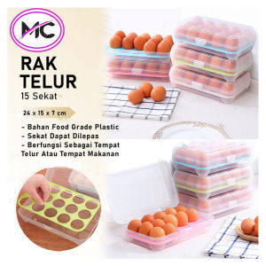Kotak Telur 15 Sekat Tempat Penyimpanan Telor Wadah Simpan Kulkas Dapur Anti Pecah Telur Egg Box Storage