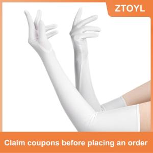 【ZTOYL】 Cao đàn hồi Spandex mặt trời bảo vệ găng tay bên hộp đêm hiệu suất đám cưới găng tay màu đen