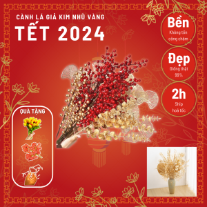 Cành Mây Nhũ Vàng 9 nhánh giả