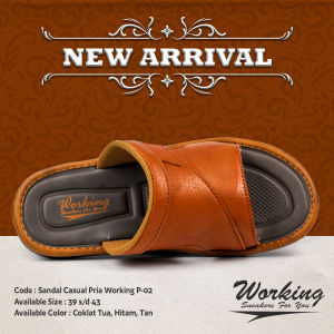Sandal Pria Slop Kulit Working P 02 Sandal Slide Pria Dewasa Distro Kekinian Terbaru