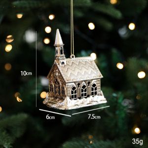 YERZ Plastic Christmas Gold Plating Hanging Pendant Elk Snowflake Christmas Decoration Cute Decorative Christmas Tree Ornaments for Home