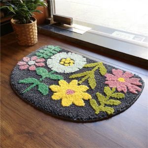 Flower rug bathroom anti-skid absorbent car soft doormat toilet house bedroom semicircle floor mat
