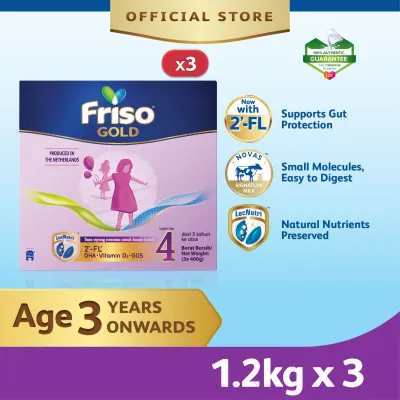 Friso Gold Step 4 Milk Formula 1.2kg x 3 (Total 3.6kg)