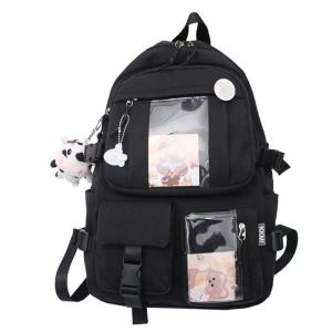 Student Cute Backpack Harajuku Japanese Multi-Pocket School Bag with Pendant