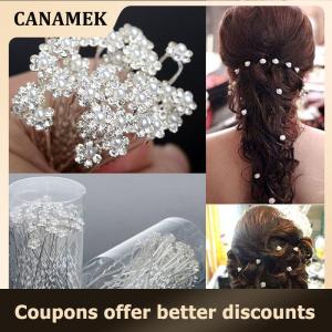 【 CANAMEK 】 40 PCS Wedding Hair Pins Crystal Pearl Flower Bridal Hairpins Hair Accessories