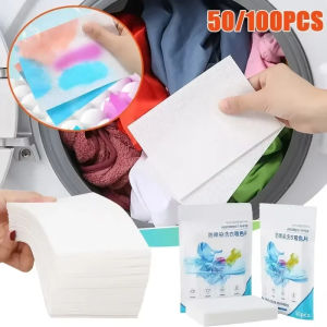  50/100Pcs Laundry Mixed Dyeing Proof Color Absorption Sheet Washing Machine Anti Dyed Cloth Papers Color Catcher Papers