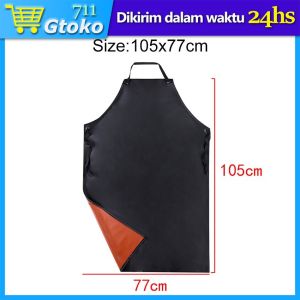 Apron Bahan Kulit Sintetis Celemek Anti Air Anti Minyak Waterproof PU Apron