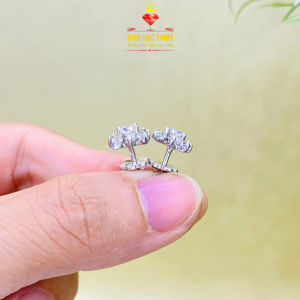 Khuyên tai nữ bạc xi bạch kim vuông tia nụ đá 4.5mm Bông tai chủ đính kim cương moissanite Mỹ kiểm định GRA màu trắng Màu xanh Hoa tai bạc thật mạ vàng trắng - KIM LỘC PHÁT BVTiaV
