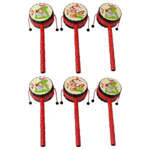 Spin Rattle Drum Kids Rattle Toy Monkey Drums Educational Toy Chinese Traditional Percussion Instrument for Boy Girl