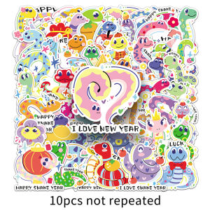 50PCS Spring Festival Series Original Graffiti Snake Fun Stickers Creative Notebook Luggage Tablet DIY Decoration Waterproof Personalized Stickers