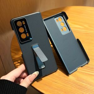 For Huawei Honor Magic V2 Case Luxury Carbon fiber holder Stand Middle hinge Protective Back Cover For Magic VS2 V2 phone Shell