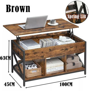 KEKEE Coffee Table Spring Lift/Pneumatic Lift Table Thickened Plate Waterproof Moisture-proof Side Table Home Livingroom Multi Functional Lifting Table