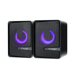 (HD1) Thunder Wolf S3 Computer speakers with illuminated stereo sound laptop desktop speakers with dual speakers USB Audio Bass