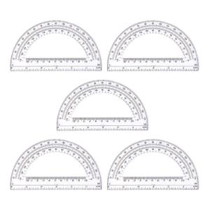 5PCS 180 Degrees Protractor 6Inch Clear Protractors Math Drafting Protractor Angle Measurement Tool for Student Drawing