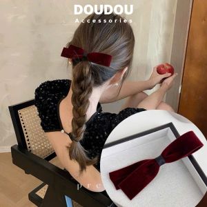 Kẹp tóc nơ Doudou Kẹp tóc vải nhung cao cấp Kẹp nơ to màu đen sang chảnh thời trang Hàn Quốc FJ062