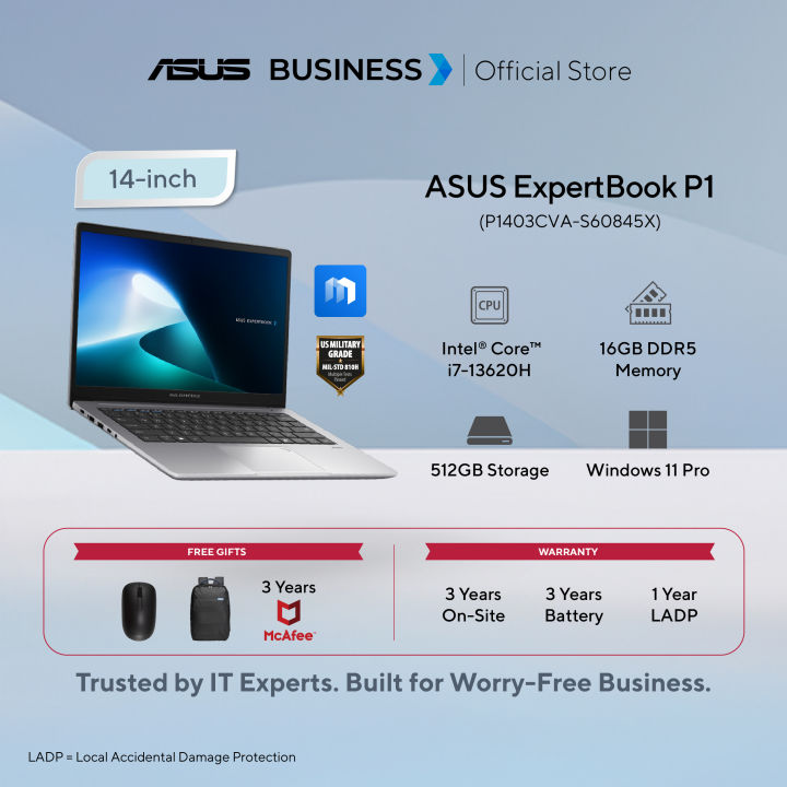 ASUS ExpertBook P1 (P1403CV) | Intel® Core™ i7-13620H | 16GB | 512GB ...