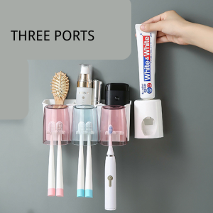 [Ready Stock] New Arrived Toothbrush Holder Set Punch-Free Teeth Brushing Cup Cup Sub Gargle Cup Toothpaste Squeezer Creative Washstand Cup Storage Rack