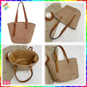 Large Straw Beach Bag for Women Summer Woven Shoulder Bag Travel Casual Handbag