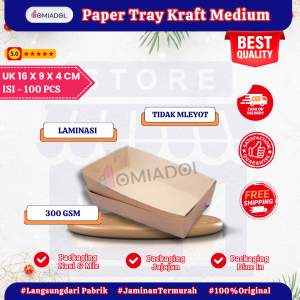 Paper Tray Medium Bahan Kraft Full Laminasi - Ukuran 16 x 9 x 4 - Isi 100