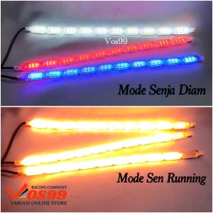 [ 1 BIJI ] LAMPU ALIS KRISTAL DENGAN 2 MODE SENJA DIAM & SEN RUNNING PANJANG 30CM BISA UNTUK SEMUA JENIS MOTOR