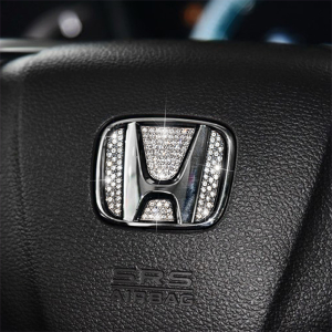Stiker Emblem Logo Stir Mobil Sticker Bling Car Steering Wheel Diamond Untuk Toyota Honda