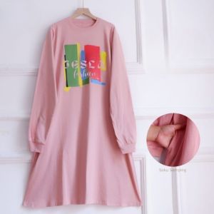 Tunik Wanita Lengan Panjang Zolla Tunik Bahan Kaos Katun Combed Apk Sablon Tunic Wanita Oversize Kekinian