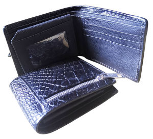 Very Pretty Cool Black Crocodile Leather Bifold Wallet  Color Super Black