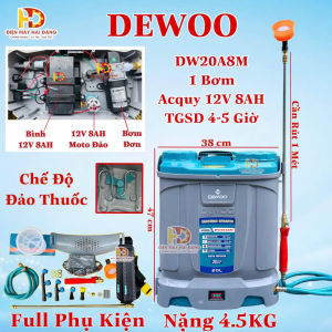 Bình phun thuốc điện.DEWOO 20A12M . 20L 2 Bơm.Có bộ đảo thuốc bằng cánh quạt.Siêu mạnh.BH 1 Năm