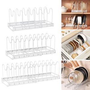 SPORTS XU ขยายได้ ชั้นวางจาน ช่องเก็บของ ขาว ชั้นวางจัดระเบียบกระทะ ใหม่ ปรับได้ ที่จัดระเบียบฝาหม้อ