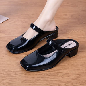 Free Shipping Trendy And Versatile Chunky-Heeled Closed-Toe Sandals New Spring/Summer Collection Closed-Toe High Heels For Women Retro-Style Flats For Moms