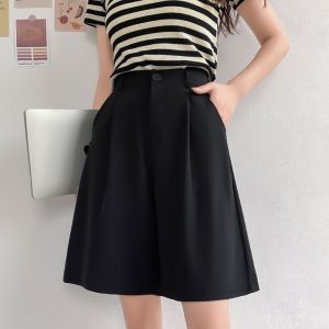 [SG Local] S-3XL black / khaki / white / gray woman high waist casual office work suit shorts