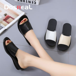 DOSREAL Slipper For Women High Quality Summer Beach Shoes Cheap One Strap Leather Ladies Slides Classic Non-Slip Women Sandals