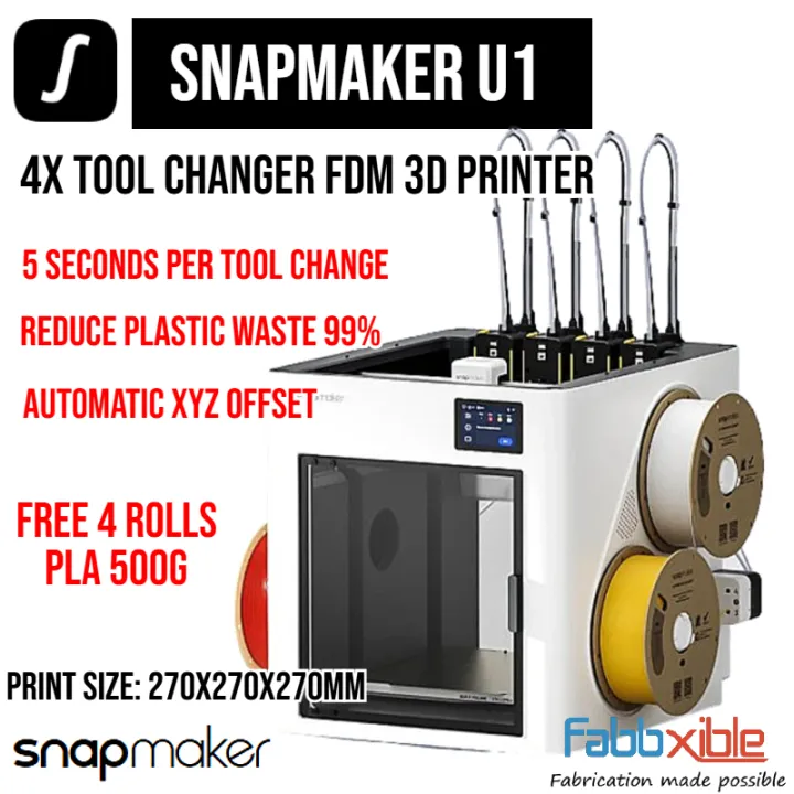 Snapmaker U1 4 Independent Toolhead Advanced Multi Color Multi-Material 3D Printer