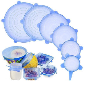 6pcs/set Silicone Stretch Lids Durable Expandable Food Fruit Cover Resisting Silicone Cover for Bowl Sealed Fresh-Keeping Cover