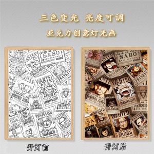 索隆路飞灯光画二次元动漫卧室小夜灯海贼王系列生日礼物送男生Zoro Luffy lukisan ringan dua dimensi anime bilik tidur malam cahaya One Piece hadiah hari jadi untuk kanak-kanak lelaki