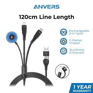 Anvers 3 In 2 Multi Fast Charging Cable for IWatch Charger USB C Cable 100W Travel Charger C09