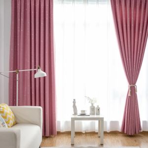 TA-ม่านทึบแสง แบ่งห้องนอน ม่านรูปดาว ผ้าม่านสำเร็จรูปกันแสงUVแบบเจาะตาไก่ราคาถูกติดตั้งได้เอง สีชมพู สีครีม สีน้ำเงินเข้ม