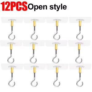 4/12Pcs Traceless Ceiling Hooks / Plant Flower Pot Hanging Bracket / Home Garden Storage Tools / Self-adhesive Wall Mounted Hooks