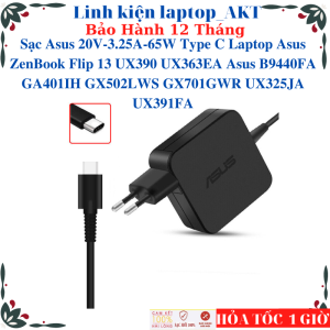 Sạc laptop Asus 20V-3.25A-65W Type C Laptop Asus ZenBook Flip 13 UX390 UX363EA Asus B9440FA GA401IH GX502LWS GX701GWR UX325JA UX391FA