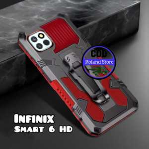 Casing Hp Untuk Infinix Smart 6 HD SoftCase Kickstand Armor Belt Clip Terbaru
