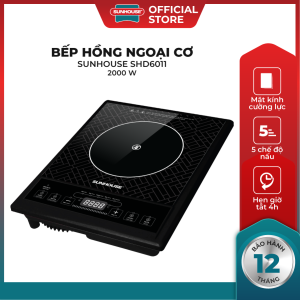 Bếp Hồng Ngoại Đơn SUNHOUSE SHD6011/SHD6012A - Công suất 2000W - Phù hợp với mọi loại nồi - Kinh cường lực chịu nhiệt - Bảo hành 12 tháng - Hàng Chính Hãng