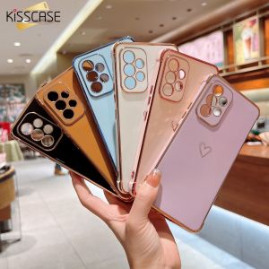 KISSCASE Ốp Lưng Điện Thoại Họa Tiết Tình Yêu Trái Tim Mạ Điện Cho Samsung S23 Ultra Cho Samsung Galaxy S22 Plus S21 Ultra 5G Ốp Lưng Mềm Sang Trọng Sáng Bóng Trái Tim Màu Đen Cho Nữ