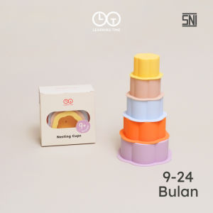 Learning Time Nesting Cups  Turning 1 Series - Mainan Tumpuk Bayi Silikon Food Grade Usia 9-24 Bulan