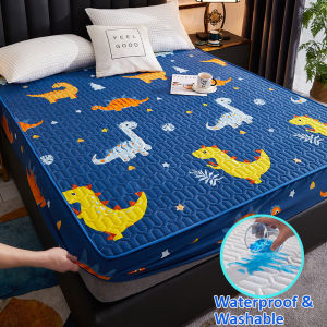 【Manila Stock & COD】 Mattress Protector Waterproof Cover Quilted Cotton Fitted Bed Sheet Elastic Mattress Topper Single/Twin/Queen/King Size 90x200/120×200/150×200/180×200cm Bed Mattress Cover Fits for 2-11 inch Mattress(Height) NOT Involving Pillowcase